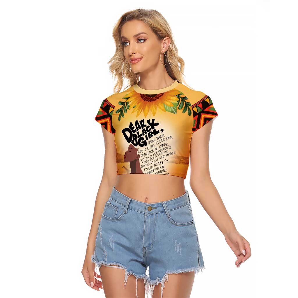 Dear Black Girl Raglan Cropped T Shirt African Black Women Pride