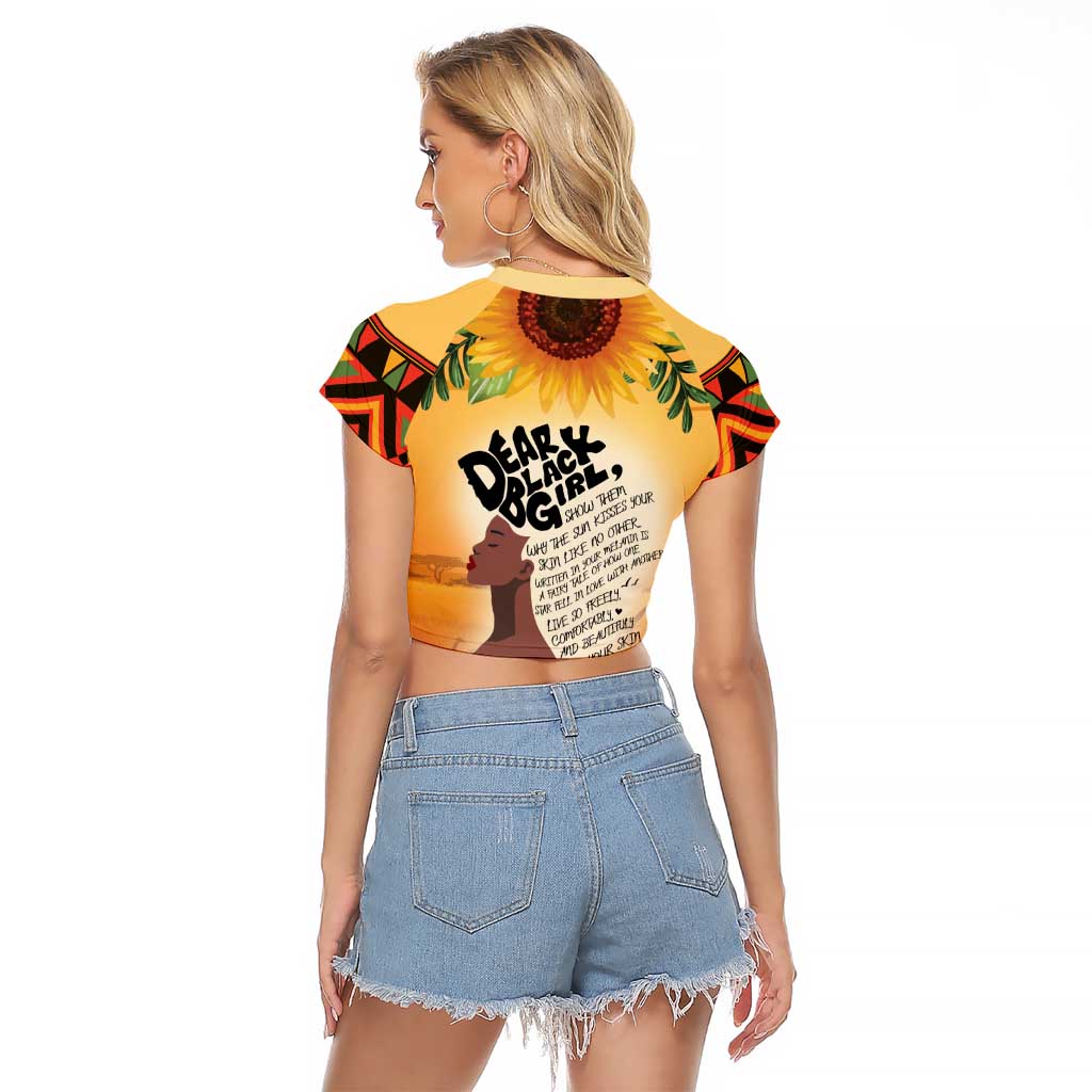 Dear Black Girl Raglan Cropped T Shirt African Black Women Pride