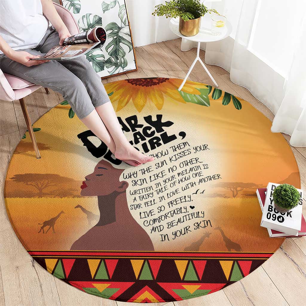 Dear Black Girl Round Carpet African Black Women Pride