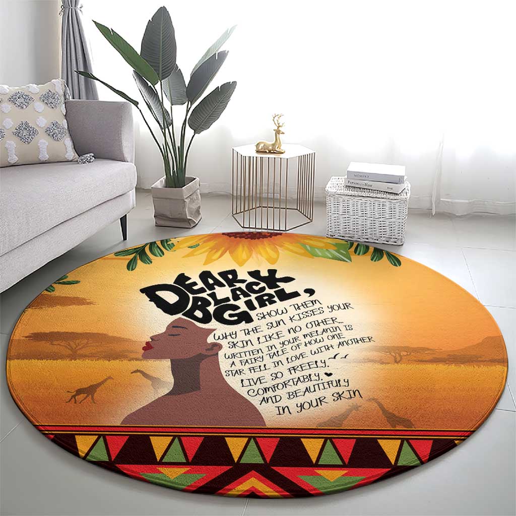 Dear Black Girl Round Carpet African Black Women Pride