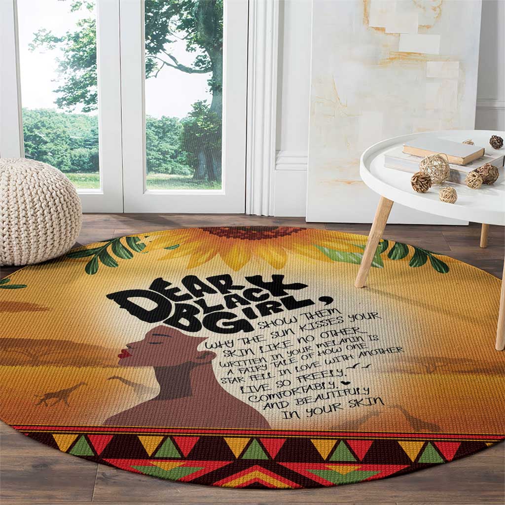 Dear Black Girl Round Carpet African Black Women Pride
