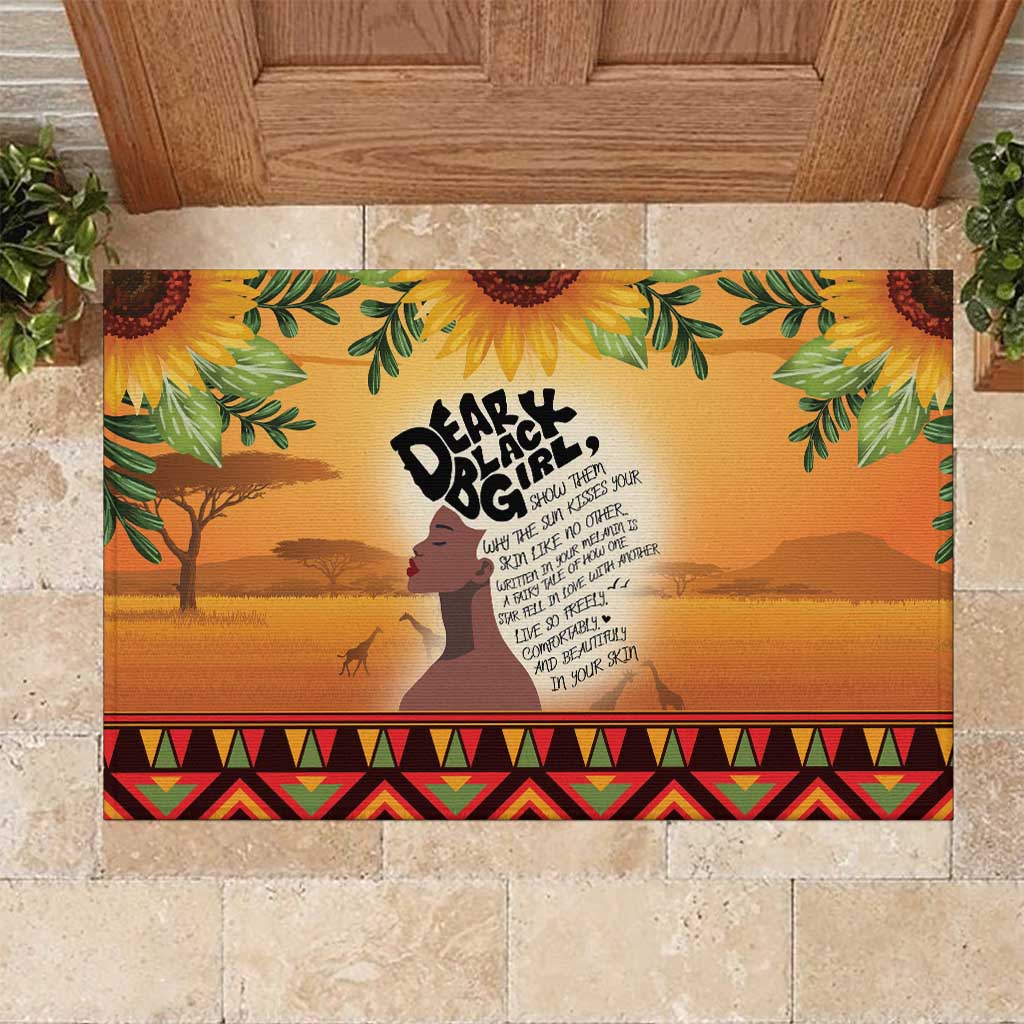 Dear Black Girl Rubber Doormat African Black Women Pride