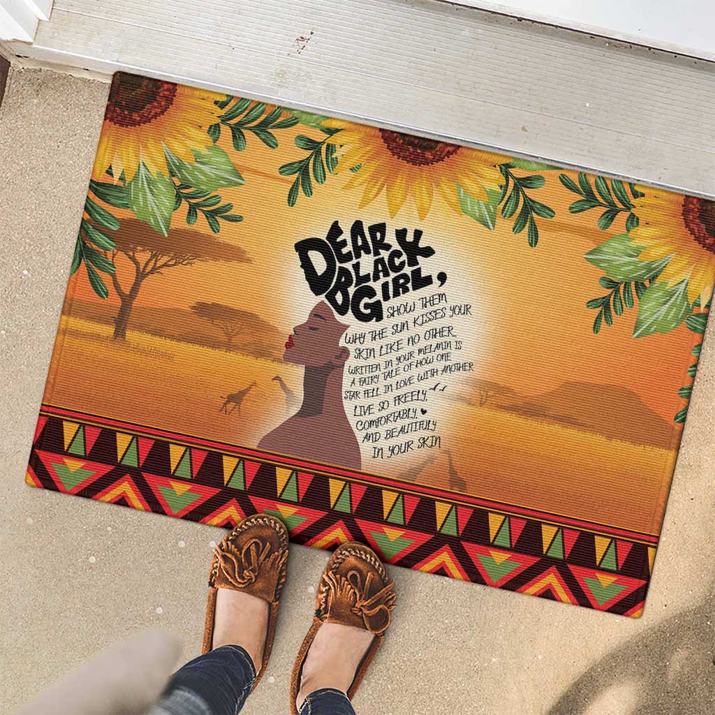 Dear Black Girl Rubber Doormat African Black Women Pride