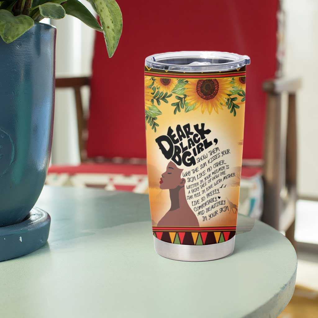 Dear Black Girl Tumbler Cup African Black Women Pride
