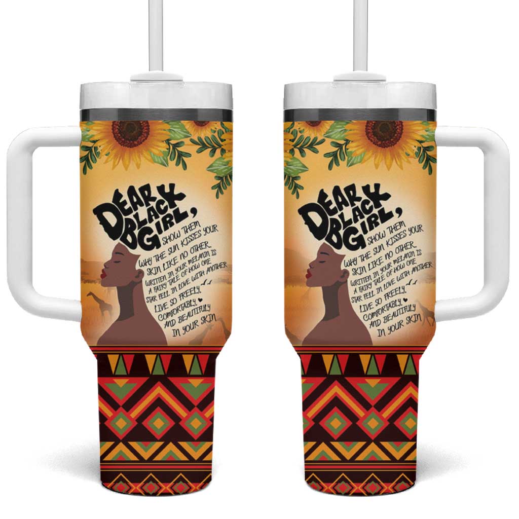 Dear Black Girl Tumbler With Handle African Black Women Pride