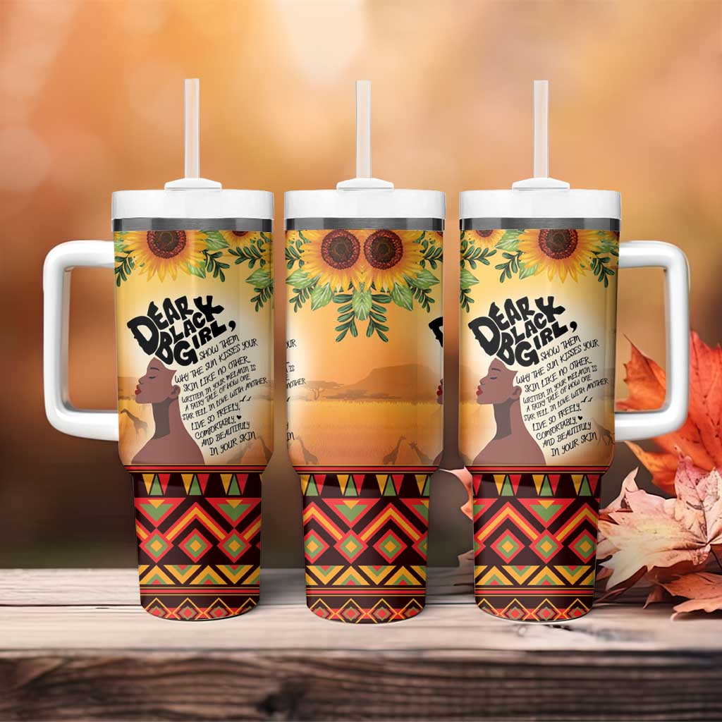 Dear Black Girl Tumbler With Handle African Black Women Pride