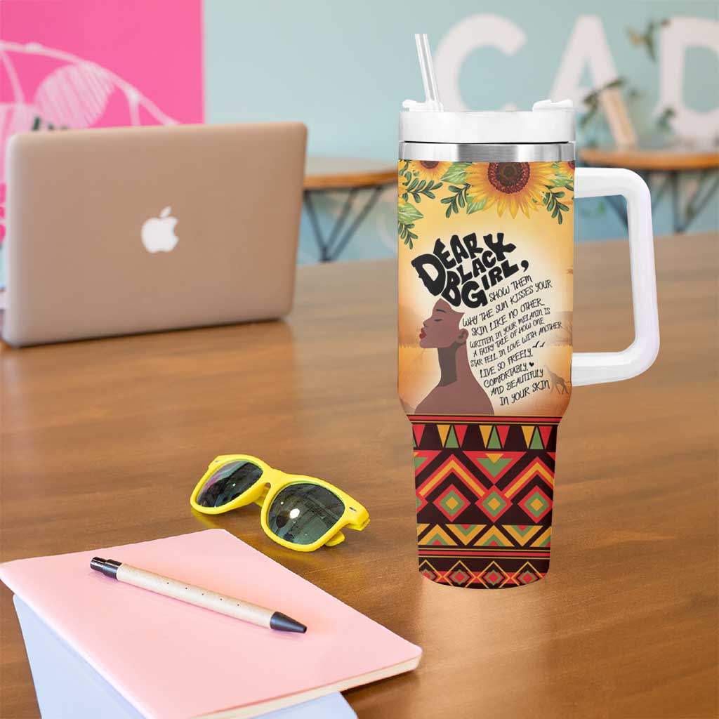 Dear Black Girl Tumbler With Handle African Black Women Pride
