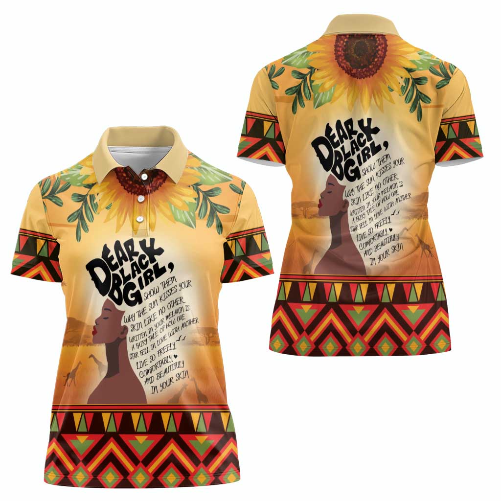 Dear Black Girl Women Polo Shirt African Black Women Pride