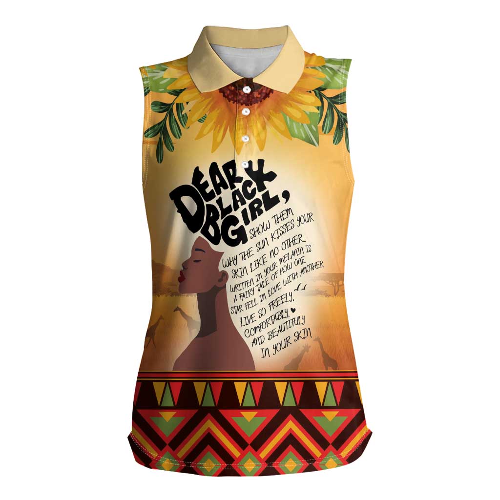 Dear Black Girl Women Sleeveless Polo Shirt African Black Women Pride