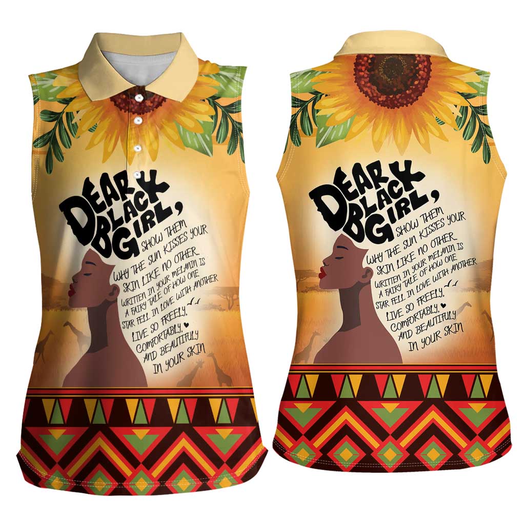 Dear Black Girl Women Sleeveless Polo Shirt African Black Women Pride