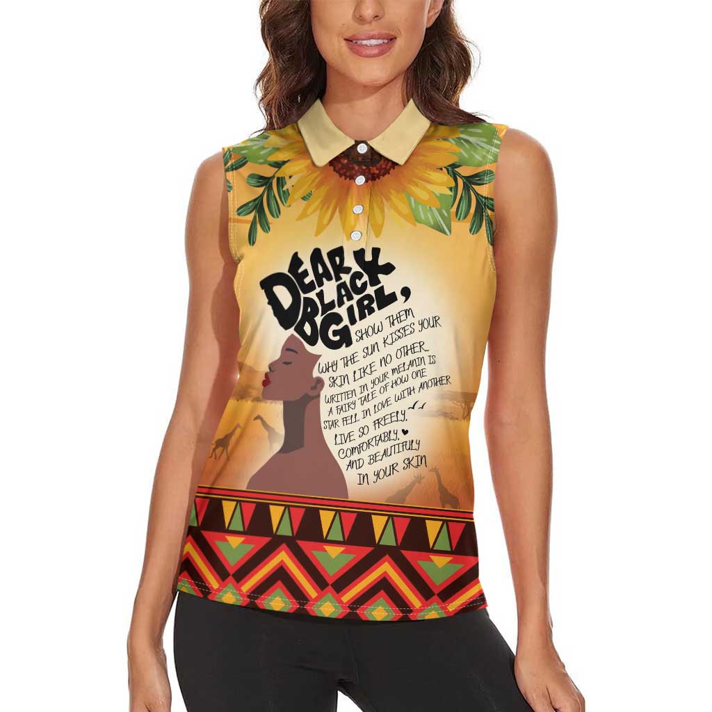 Dear Black Girl Women Sleeveless Polo Shirt African Black Women Pride