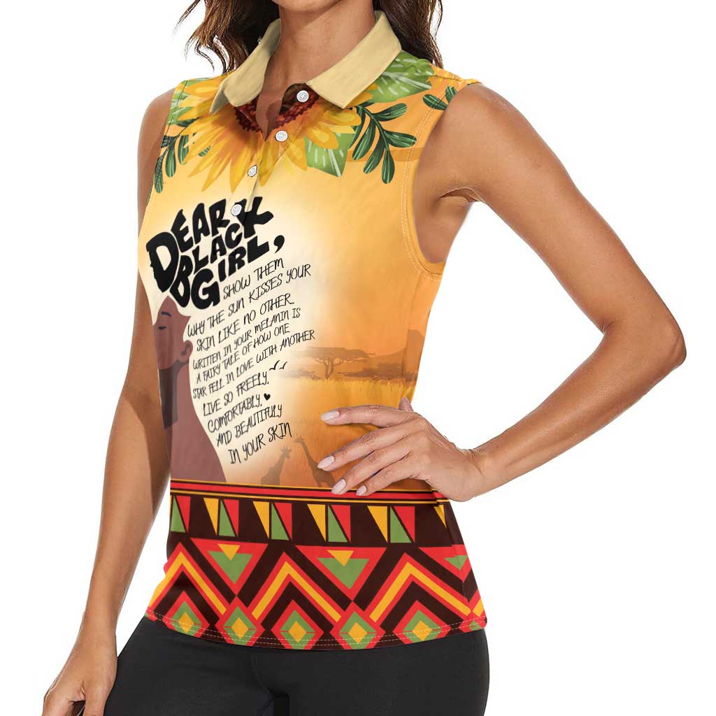 Dear Black Girl Women Sleeveless Polo Shirt African Black Women Pride