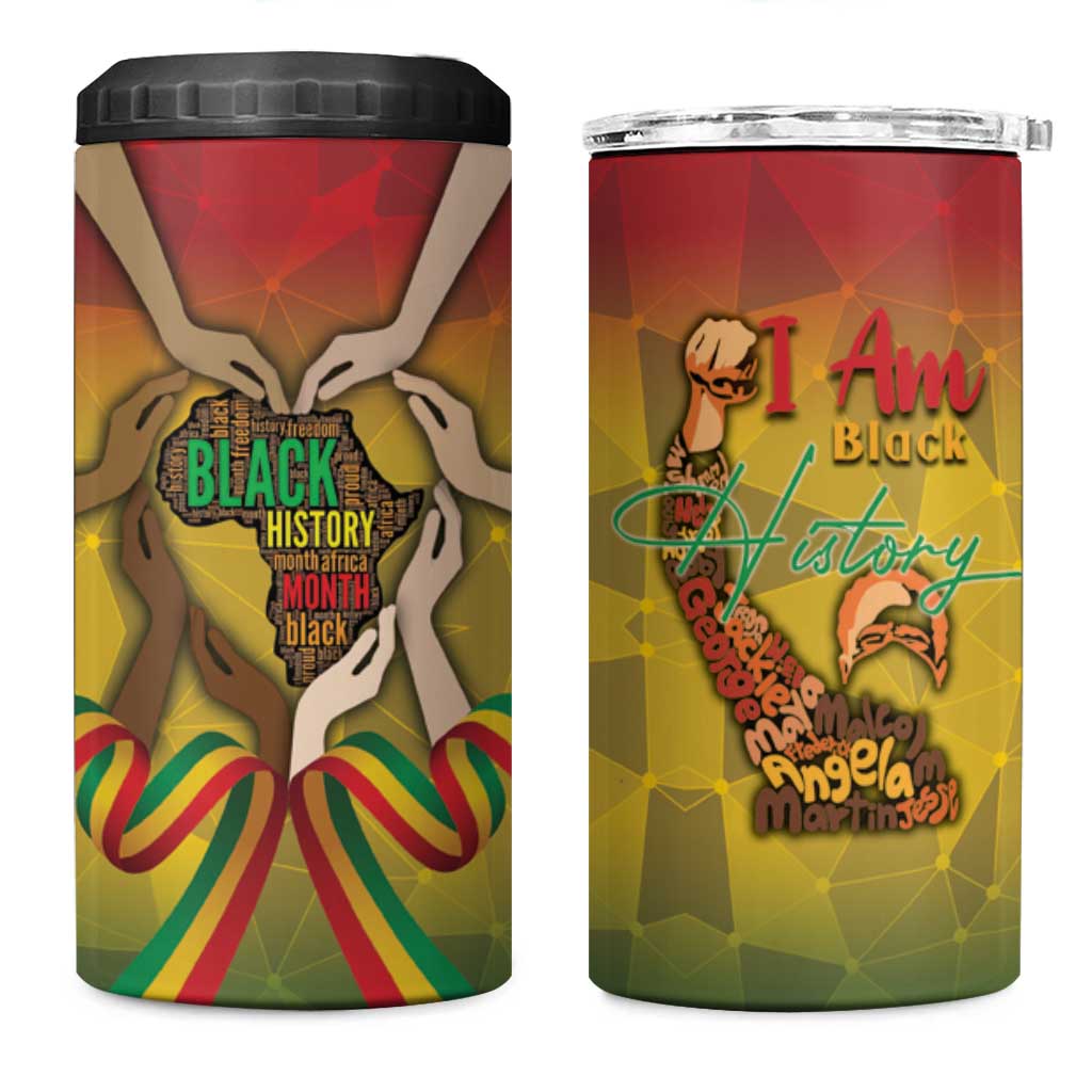 Black History Month 4 in 1 Can Cooler Tumbler Africa I Am Black