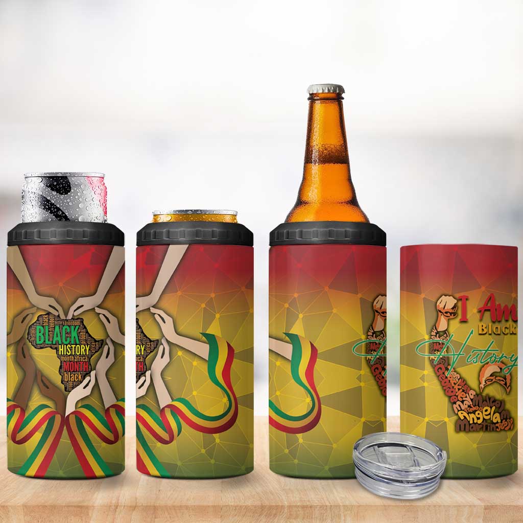 Black History Month 4 in 1 Can Cooler Tumbler Africa I Am Black
