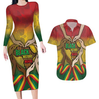 Black History Month Couples Matching Long Sleeve Bodycon Dress and Hawaiian Shirt Africa I Am Black