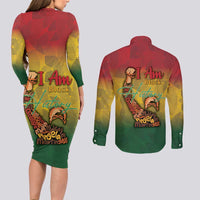 Black History Month Couples Matching Long Sleeve Bodycon Dress and Long Sleeve Button Shirt Africa I Am Black