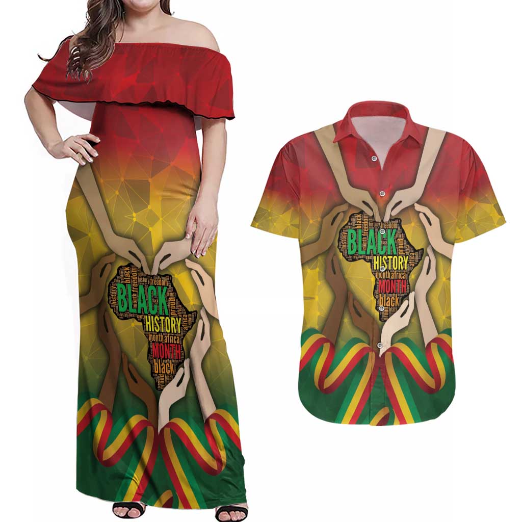 Black History Month Couples Matching Off Shoulder Maxi Dress and Hawaiian Shirt Africa I Am Black