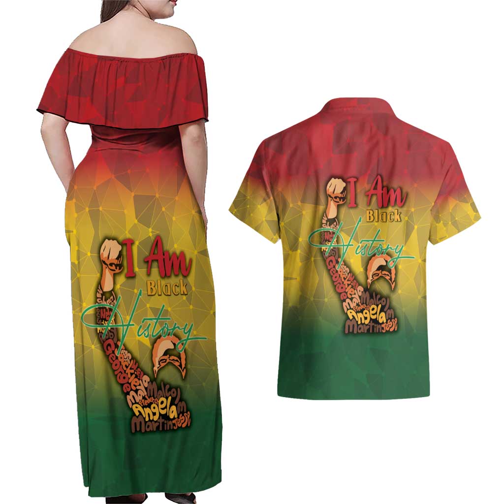 Black History Month Couples Matching Off Shoulder Maxi Dress and Hawaiian Shirt Africa I Am Black
