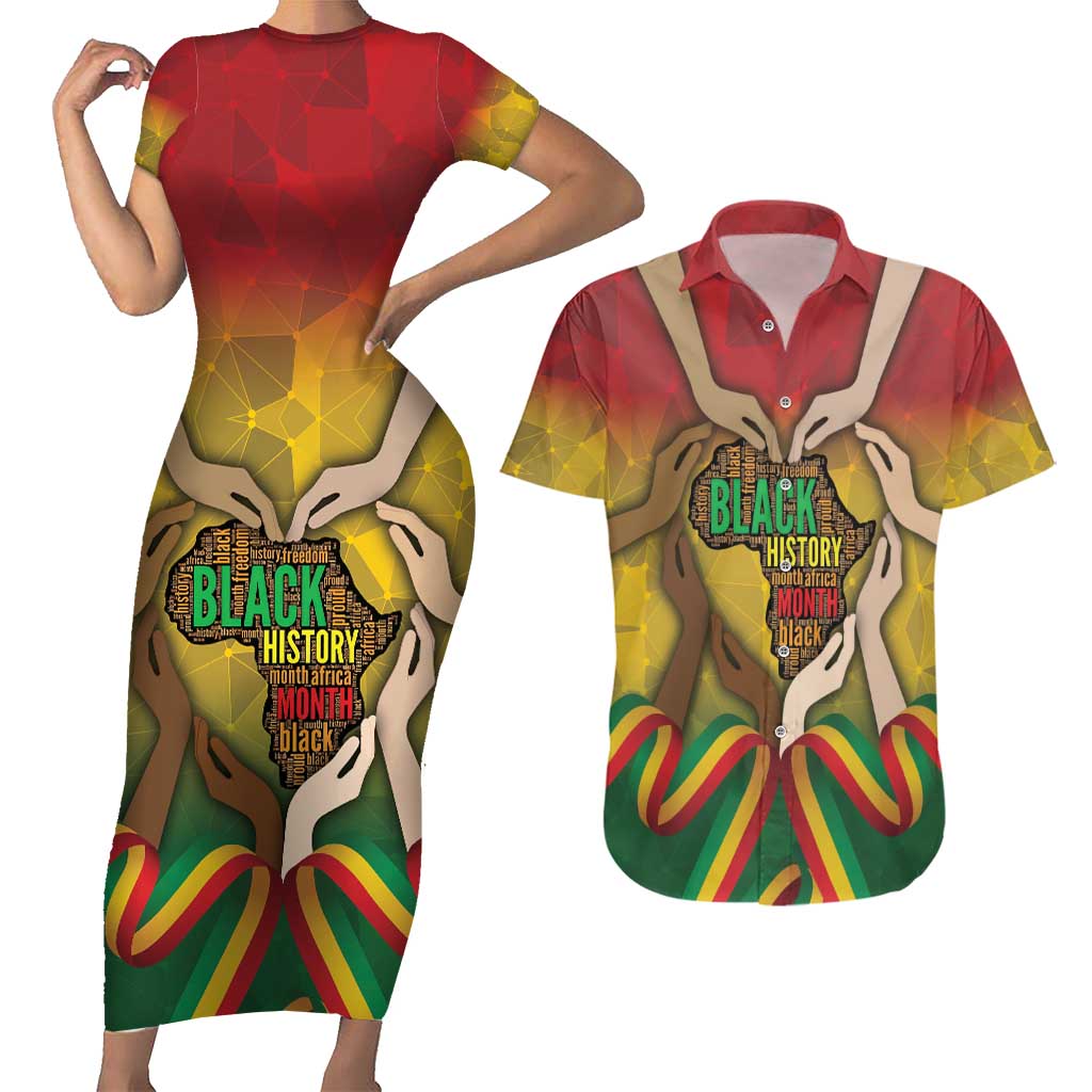 Black History Month Couples Matching Short Sleeve Bodycon Dress and Hawaiian Shirt Africa I Am Black