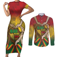 Black History Month Couples Matching Short Sleeve Bodycon Dress and Long Sleeve Button Shirt Africa I Am Black