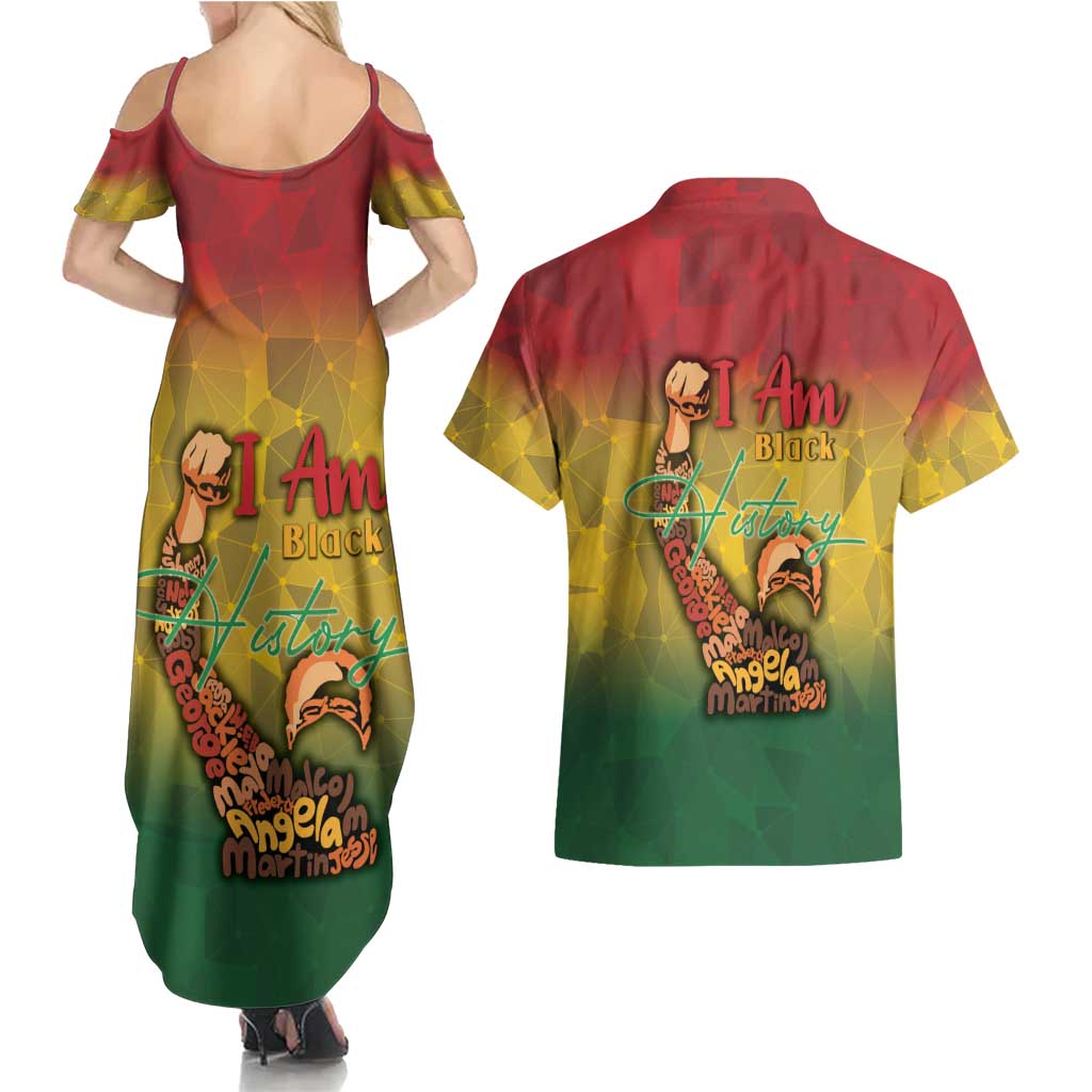 Black History Month Couples Matching Summer Maxi Dress and Hawaiian Shirt Africa I Am Black
