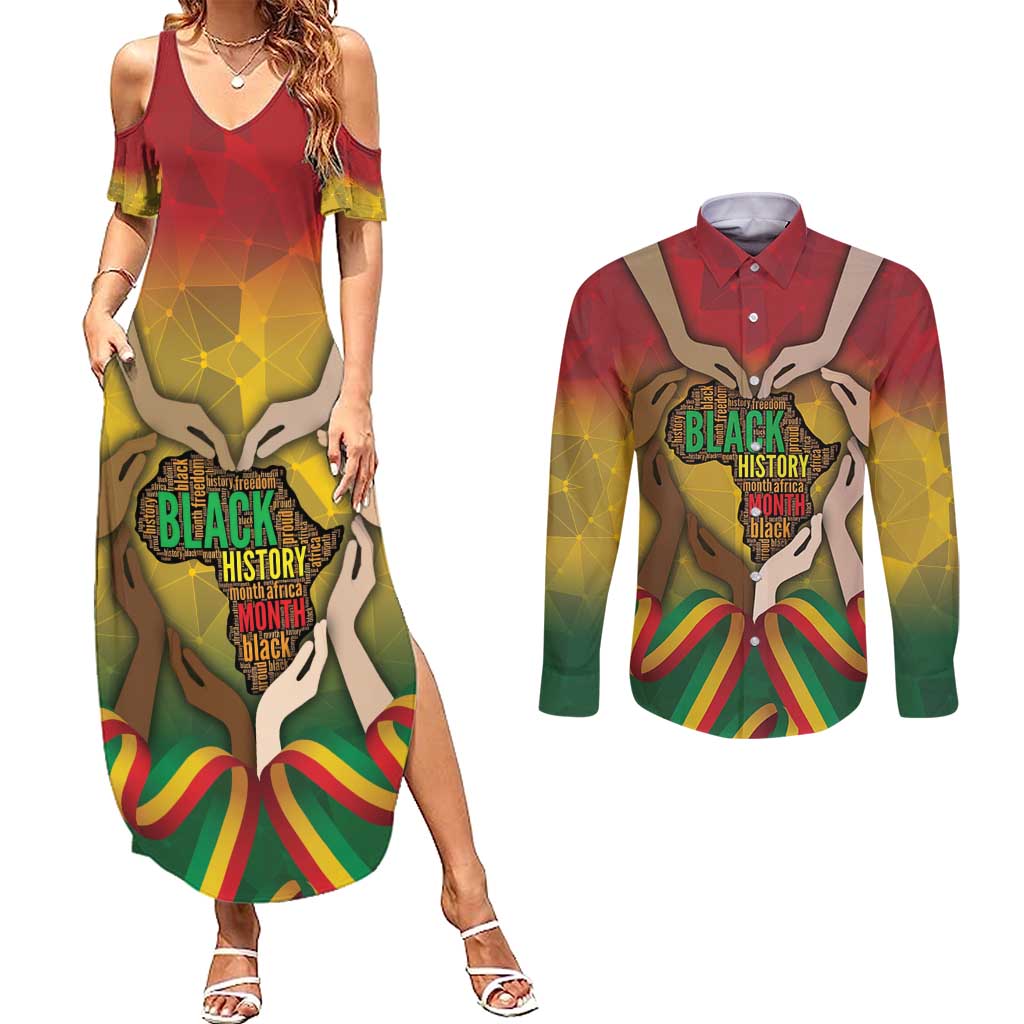 Black History Month Couples Matching Summer Maxi Dress and Long Sleeve Button Shirt Africa I Am Black