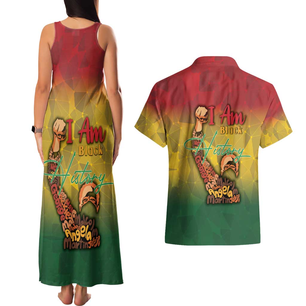 Black History Month Couples Matching Tank Maxi Dress and Hawaiian Shirt Africa I Am Black