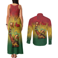 Black History Month Couples Matching Tank Maxi Dress and Long Sleeve Button Shirt Africa I Am Black