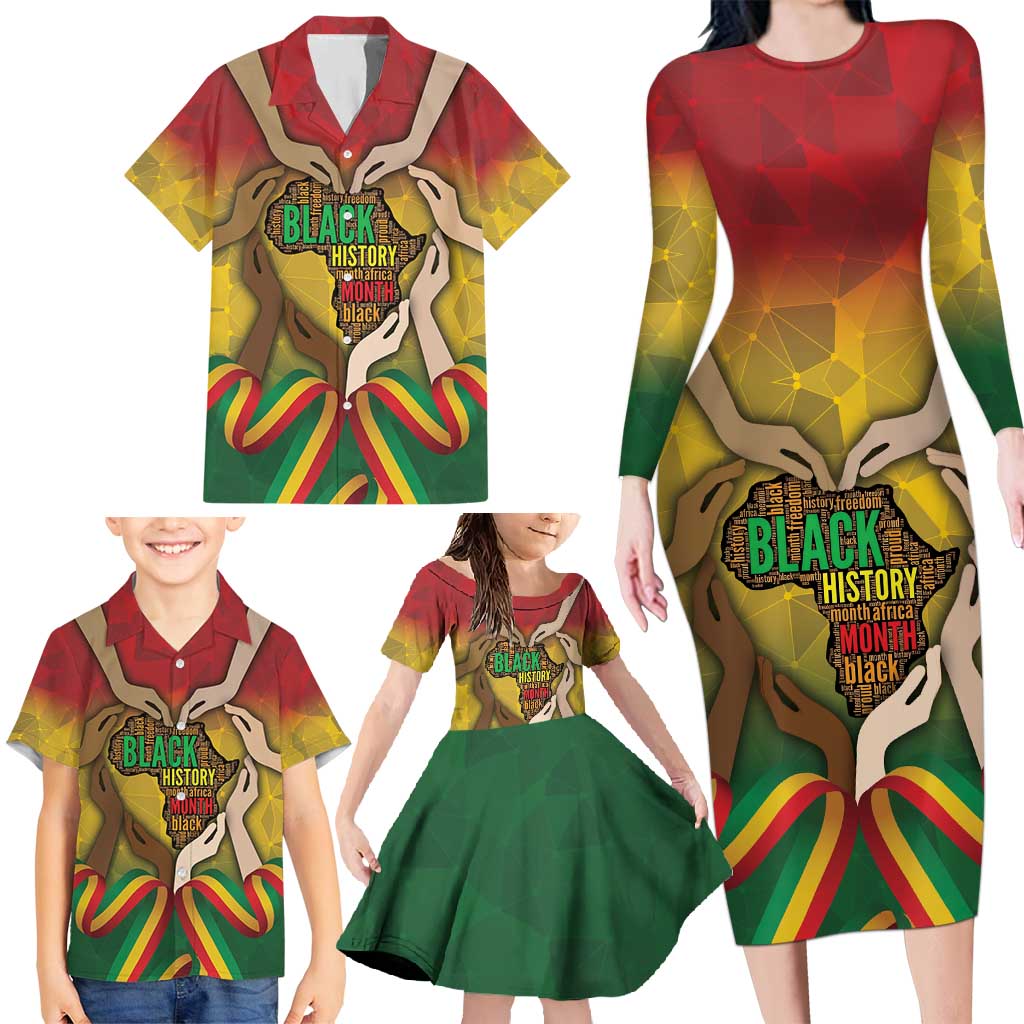 Black History Month Family Matching Long Sleeve Bodycon Dress and Hawaiian Shirt Africa I Am Black