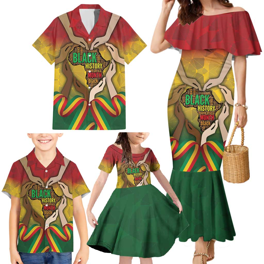 Black History Month Family Matching Mermaid Dress and Hawaiian Shirt Africa I Am Black