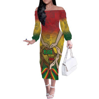 Black History Month Family Matching Off The Shoulder Long Sleeve Dress and Hawaiian Shirt Africa I Am Black