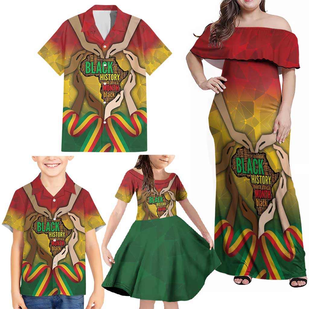 Black History Month Family Matching Off Shoulder Maxi Dress and Hawaiian Shirt Africa I Am Black