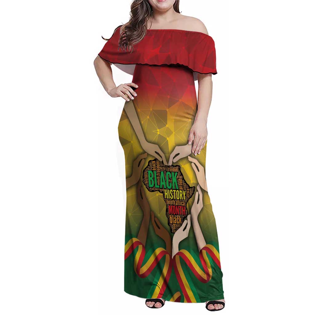 Black History Month Family Matching Off Shoulder Maxi Dress and Hawaiian Shirt Africa I Am Black