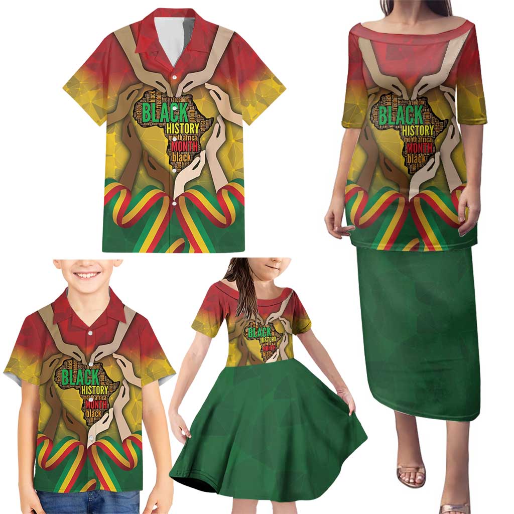 Black History Month Family Matching Puletasi and Hawaiian Shirt Africa I Am Black