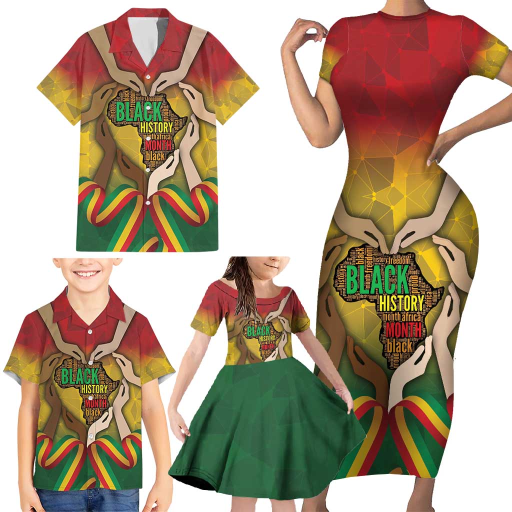Black History Month Family Matching Short Sleeve Bodycon Dress and Hawaiian Shirt Africa I Am Black
