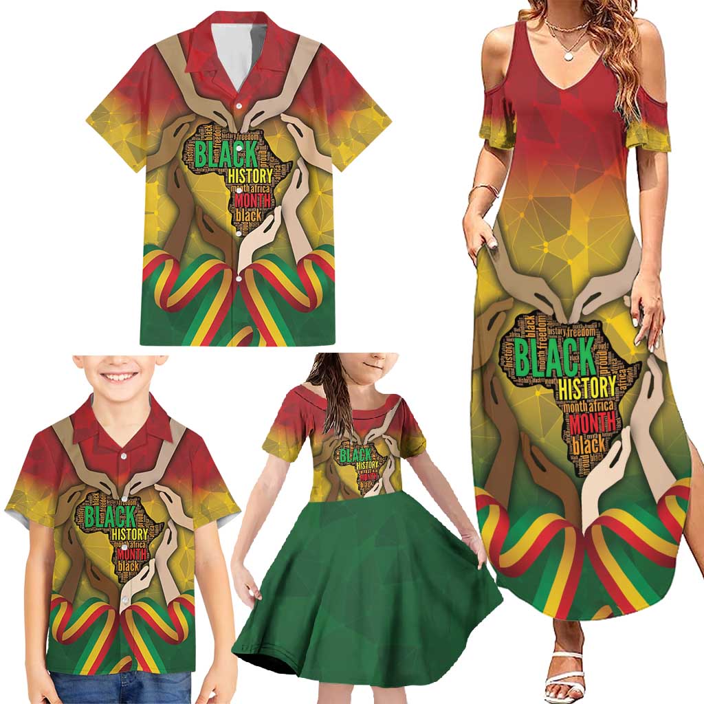 Black History Month Family Matching Summer Maxi Dress and Hawaiian Shirt Africa I Am Black