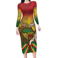 Black History Month Long Sleeve Bodycon Dress Africa I Am Black
