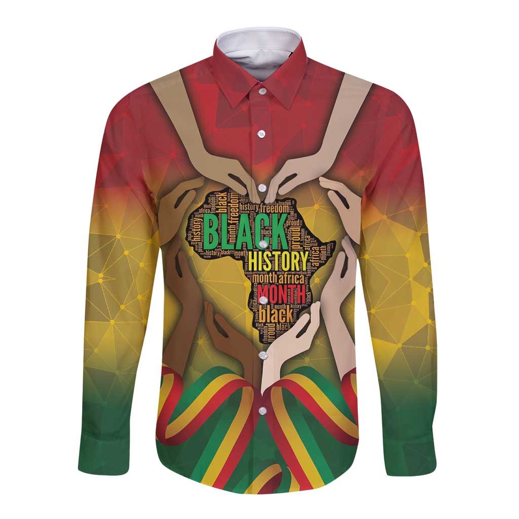 Black History Month Long Sleeve Button Shirt Africa I Am Black