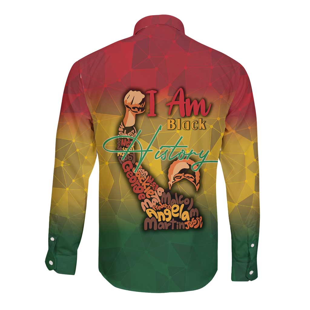Black History Month Long Sleeve Button Shirt Africa I Am Black