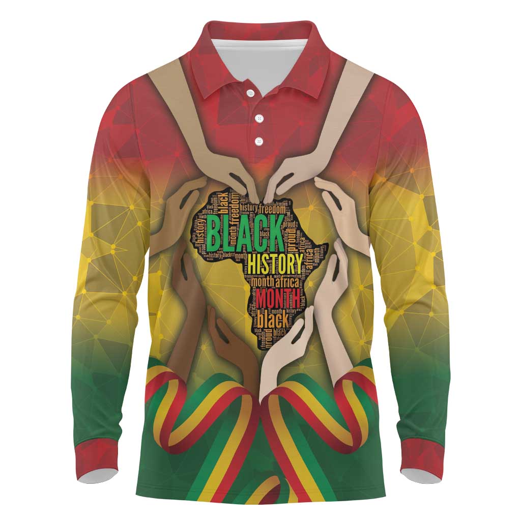 Black History Month Long Sleeve Polo Shirt Africa I Am Black