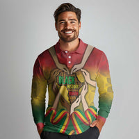 Black History Month Long Sleeve Polo Shirt Africa I Am Black