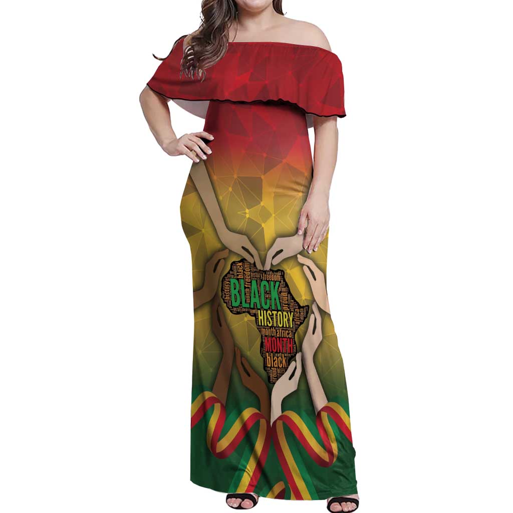 Black History Month Off Shoulder Maxi Dress Africa I Am Black