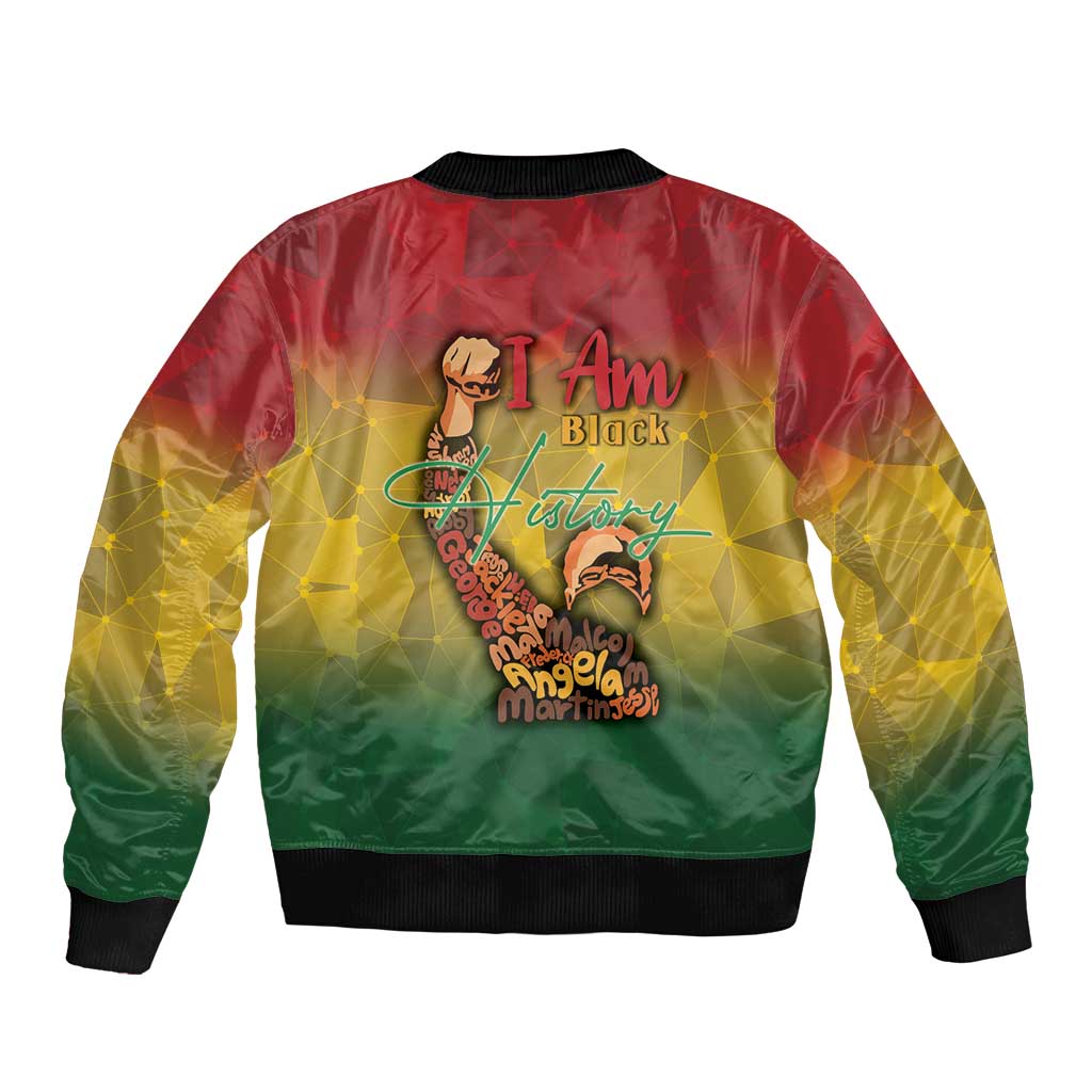 Black History Month Sleeve Zip Bomber Jacket Africa I Am Black