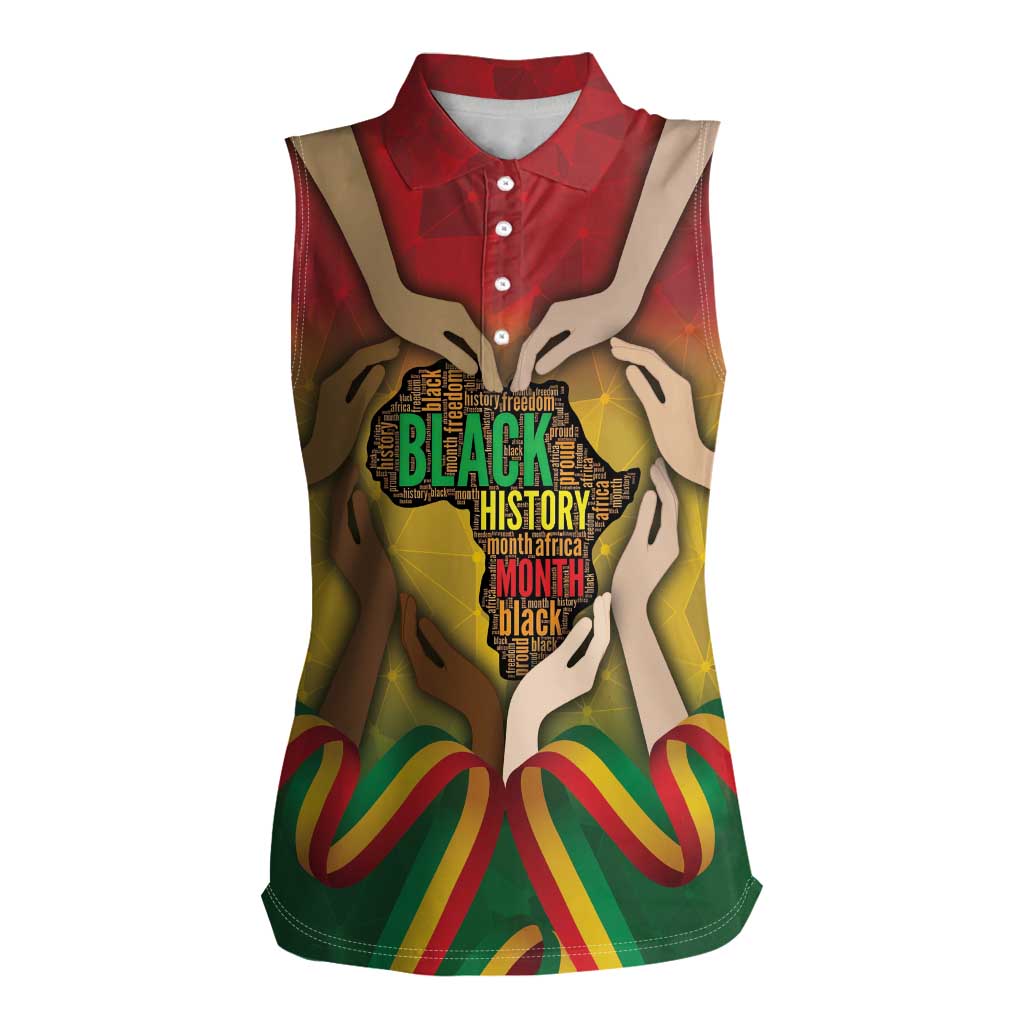 Black History Month Women Sleeveless Polo Shirt Africa I Am Black