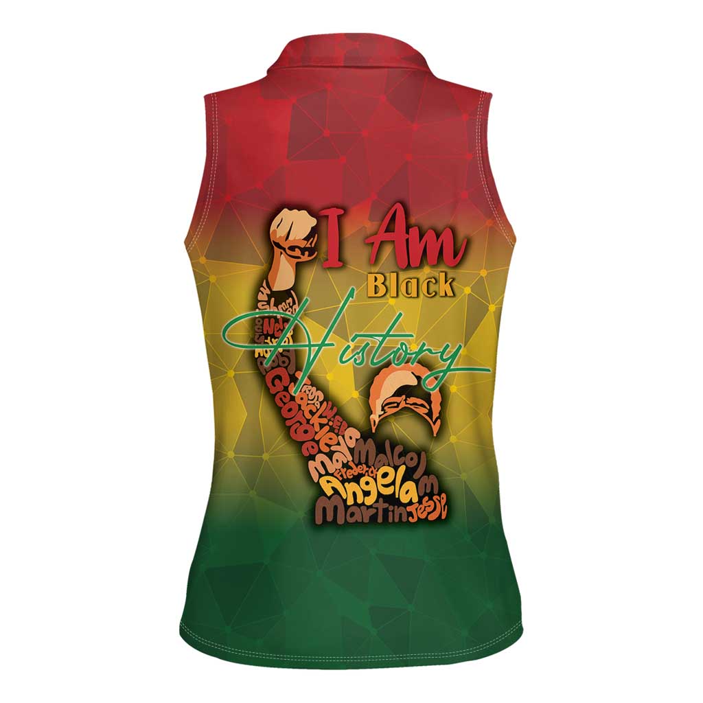 Black History Month Women Sleeveless Polo Shirt Africa I Am Black