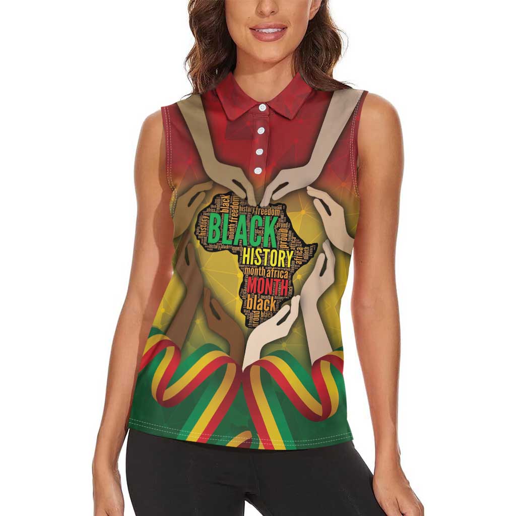 Black History Month Women Sleeveless Polo Shirt Africa I Am Black