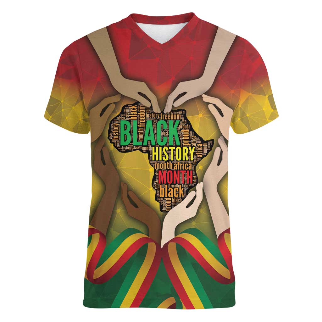 Black History Month Women V-Neck T-Shirt Africa I Am Black