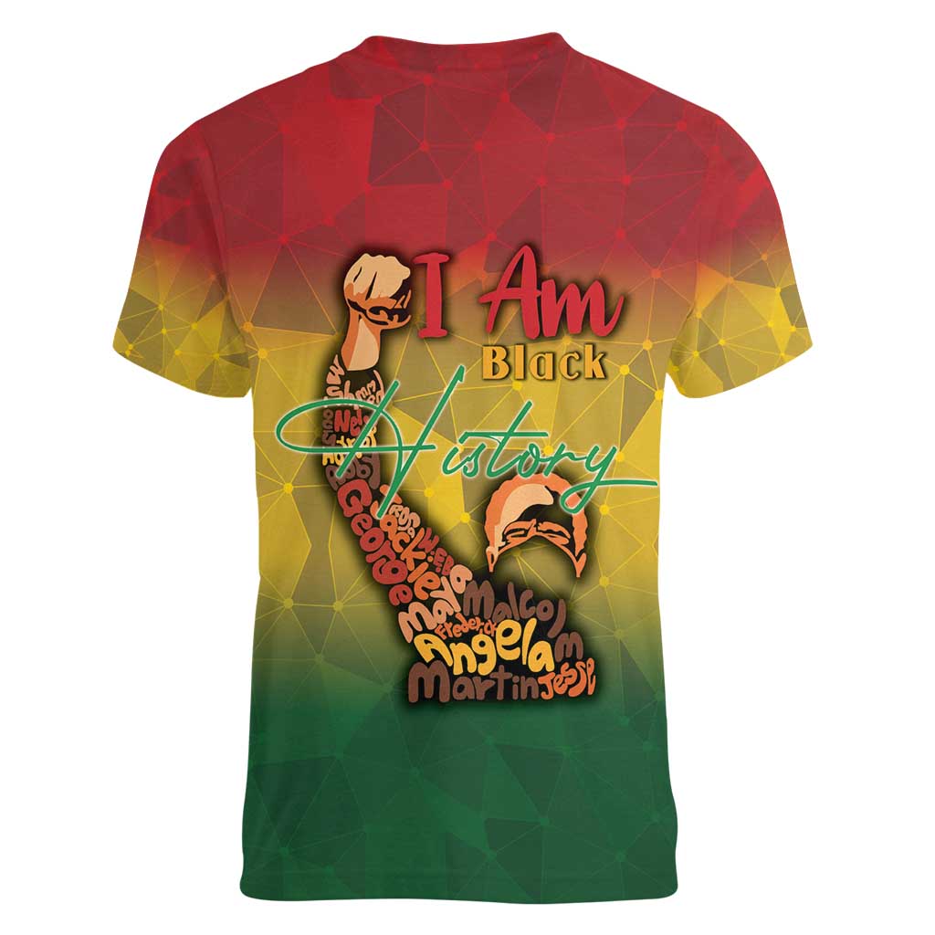 Black History Month Women V-Neck T-Shirt Africa I Am Black