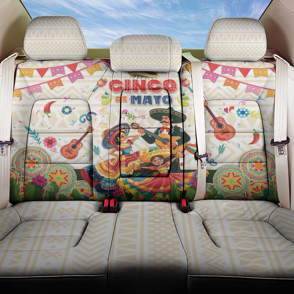 Mexico Cinco De Mayo Back Car Seat Cover Dancing Mexican