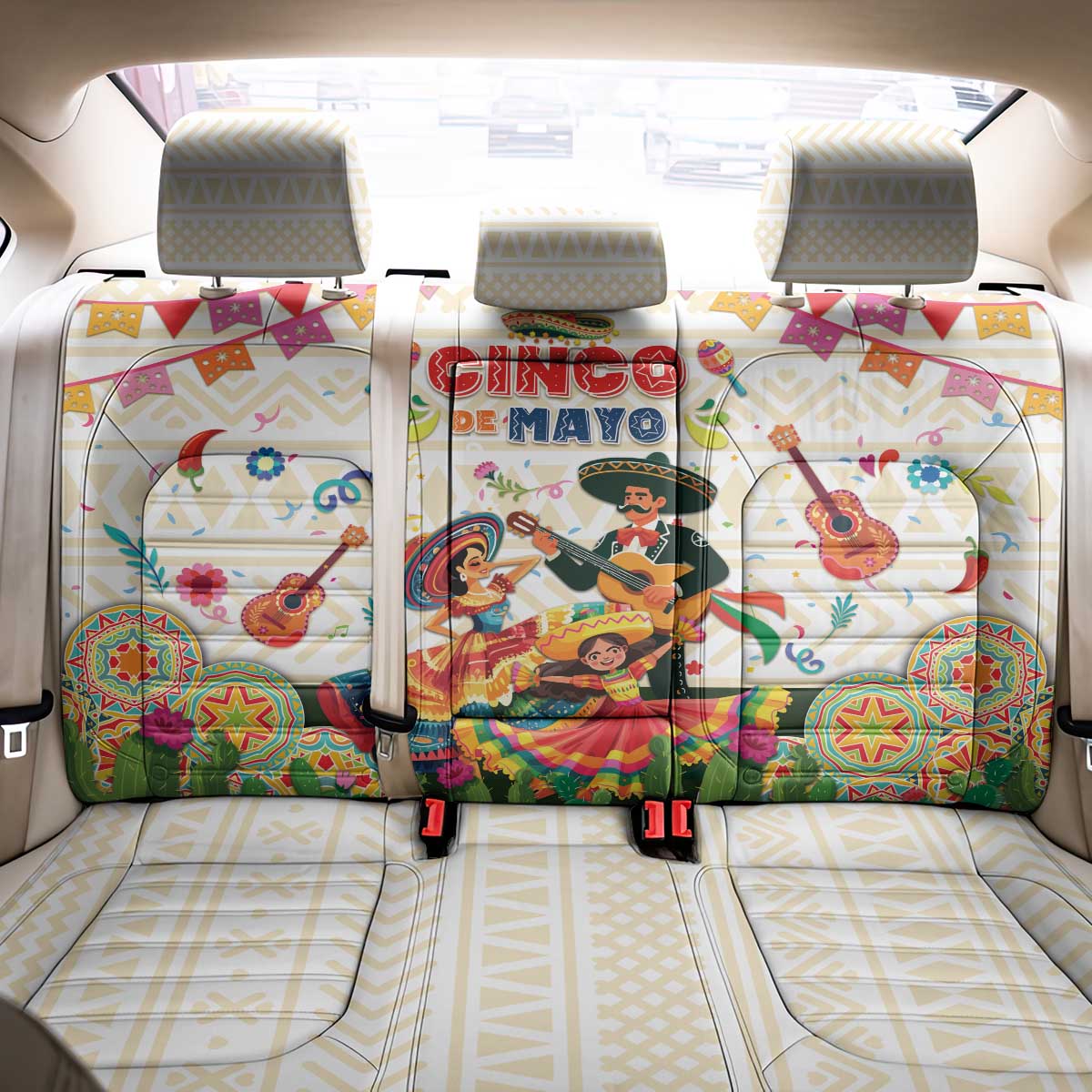 Mexico Cinco De Mayo Back Car Seat Cover Dancing Mexican